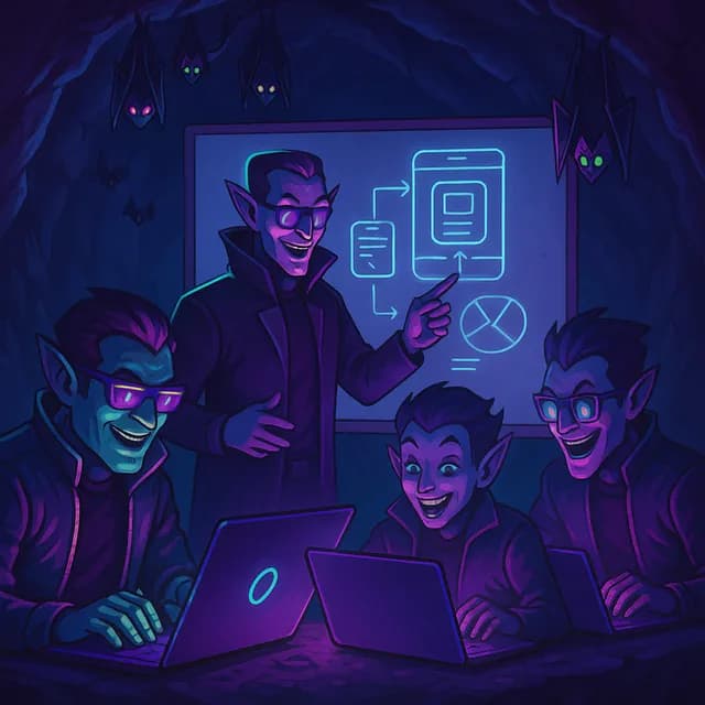 Equipo de vampiros de BANPIRIA revisando un caso